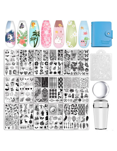 Kit de Estampado de Uñas Biutee 15 Piezas con Estampador