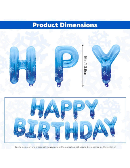 Globos de Cumpleaños Felices Heyiminy 40.64 cm Copos de Nieve Globos de Cumpleaños Felices Heyiminy 40.64 cm Copos de Nieve