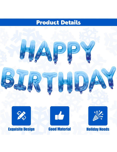 Globos de Cumpleaños Felices Heyiminy 40.64 cm Copos de Nieve