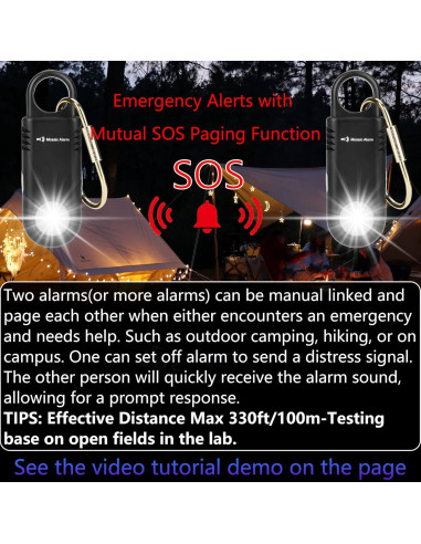 Alarma Personal de Seguridad Mosaic 135dB Recargable con Luz