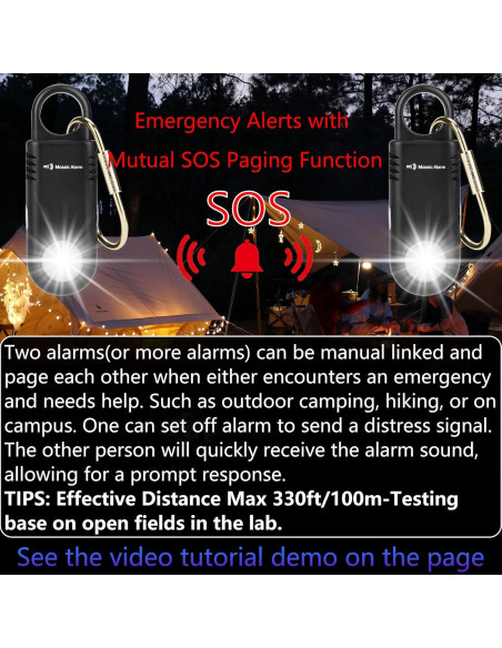 Alarma Personal de Seguridad Mosaic 135dB Recargable con Luz