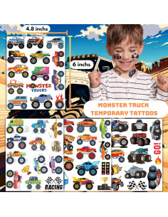 50 Tatuajes Temporales Camiones Monstruo CAVALATAT 15x12 cm 2
