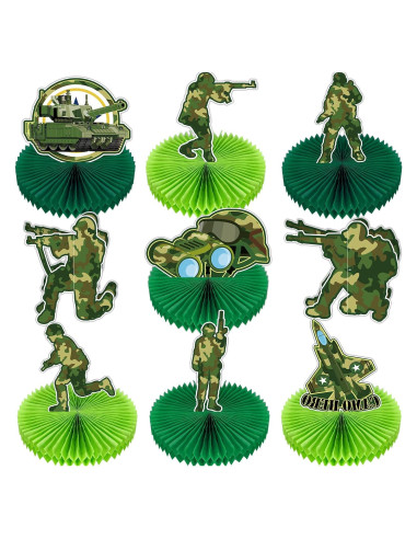 Centros de Mesa Camuflaje Teling 9 Pcs Decoración Fiesta