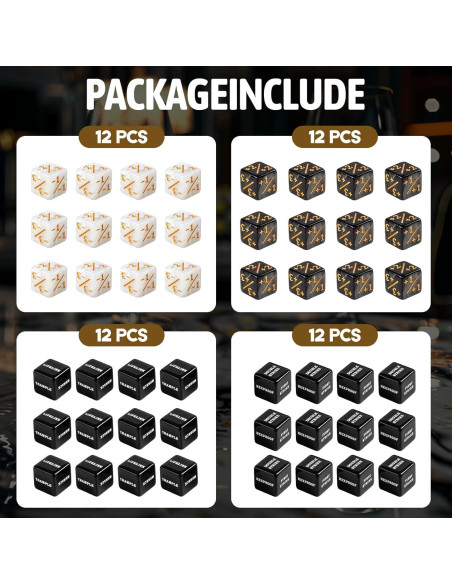 48 Piezas Dados Contadores MTG con 2 Bolsas de Terciopelo