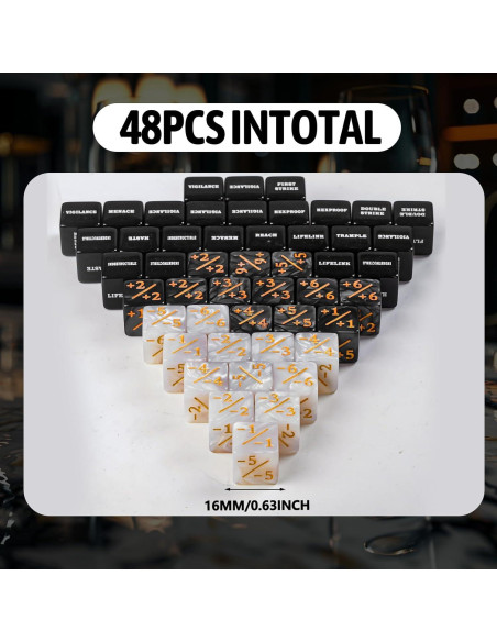 48 Piezas Dados Contadores MTG con 2 Bolsas de Terciopelo