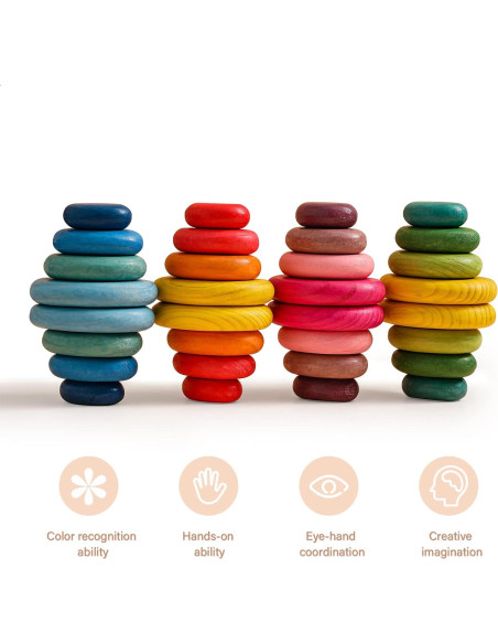 Bloques de Apilamiento de Madera OESSUF 16 Piezas Seguros