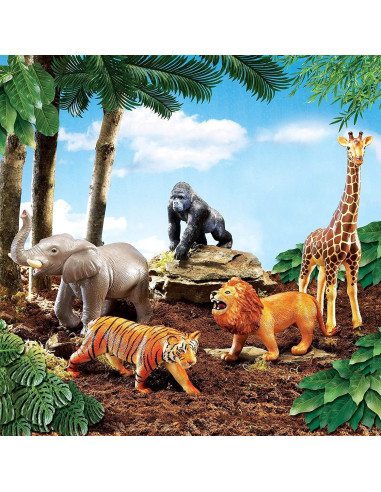 Juguetes de Animales de la Jungla Jumbo Recursos de Aprendizaje - 5 Piezas