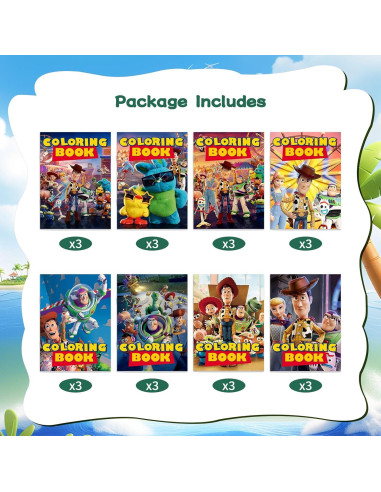 24 Libros para Colorear Fiesta Cumpleaños Juguetes TuoYing