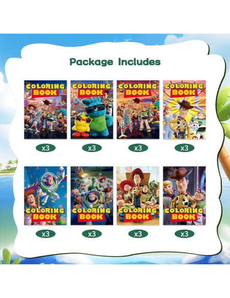 24 Libros para Colorear Fiesta Cumpleaños Juguetes TuoYing