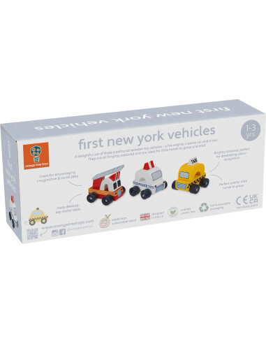 Set de 3 Vehículos de Madera Coloridos Orange Tree Toys