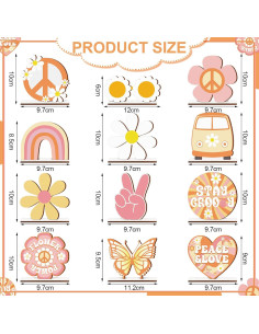 Centros de Mesa Groovy Pinkunn - 12 Piezas Madera Retro 10 cm 2