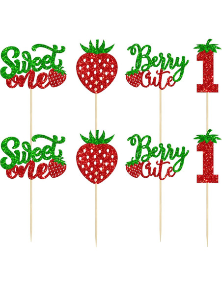 24 Adornos para Cupcakes Dulce Uno Ephlyn Verde 6.5x11cm