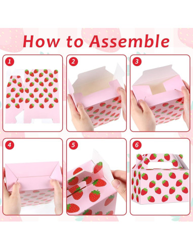 24 Cajas de Regalo de Fresa ojustbeok 16x8.2x9.8cm
