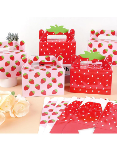 24 Cajas de Regalo de Fresa ojustbeok 16x8.2x9.8cm