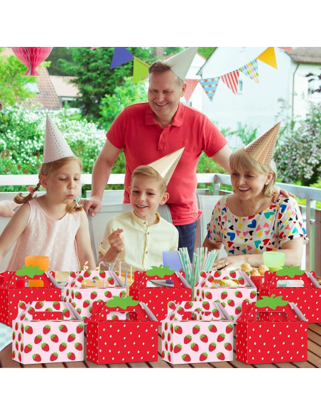 24 Cajas de Regalo de Fresa ojustbeok 16x8.2x9.8cm