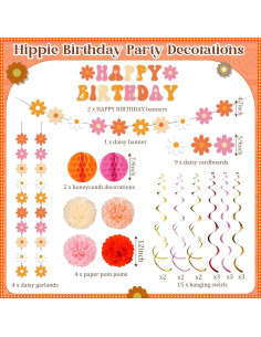 Decoraciones de Fiesta Bohemias Groovy Pasimy 106 Pcs 2