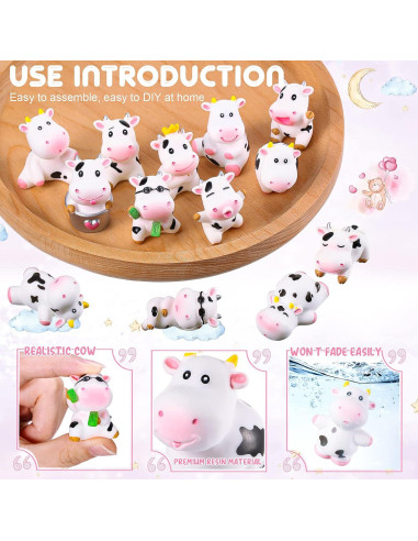 14 Figuras de Vaca Miniatura Blulu para Decoración de Pasteles