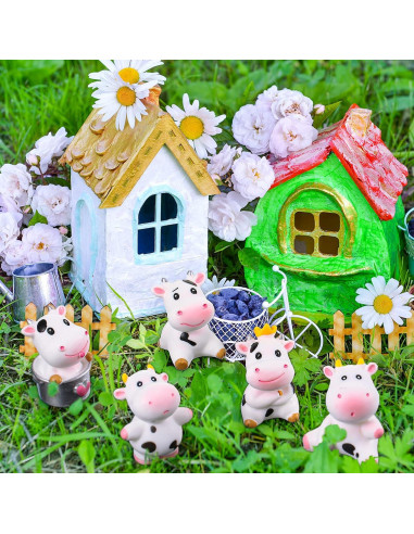 14 Figuras de Vaca Miniatura Blulu para Decoración de Pasteles