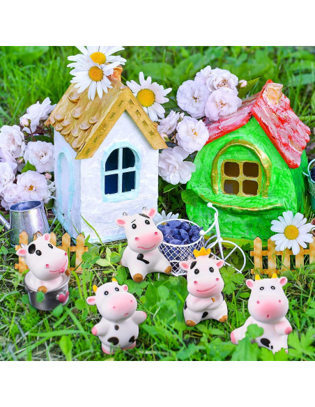 14 Figuras de Vaca Miniatura Blulu para Decoración de Pasteles