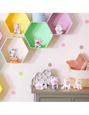 14 Figuras de Vaca Miniatura Blulu para Decoración de Pasteles