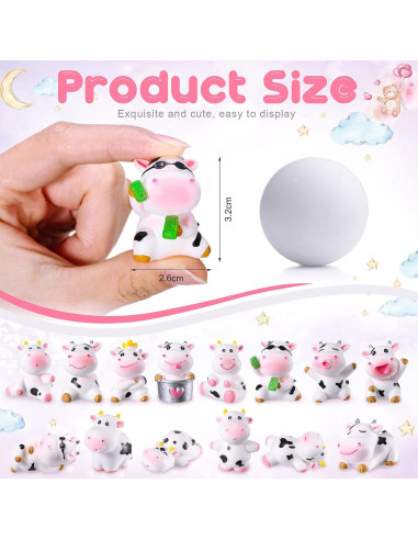 14 Figuras de Vaca Miniatura Blulu para Decoración de Pasteles