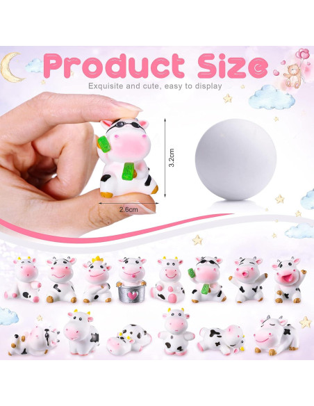14 Figuras de Vaca Miniatura Blulu para Decoración de Pasteles