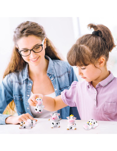 14 Figuras de Vaca Miniatura Blulu para Decoración de Pasteles