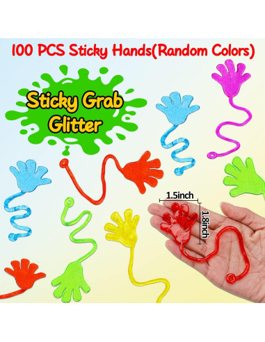 100PCS Manos Pegajosas Brillantes Thremhoo para Niños