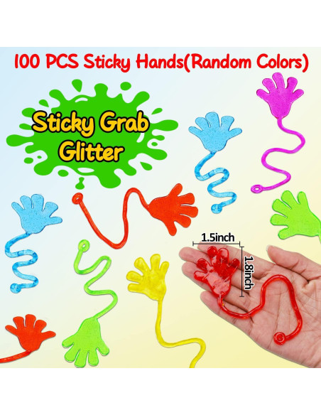 100PCS Manos Pegajosas Brillantes Thremhoo para Niños