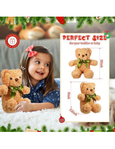 Paquete de 18 Osos de Peluche HyDren 25.4 cm Beige y Blanco 2