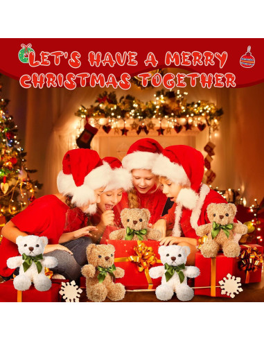 Paquete de 18 Osos de Peluche HyDren 25.4 cm Beige y Blanco