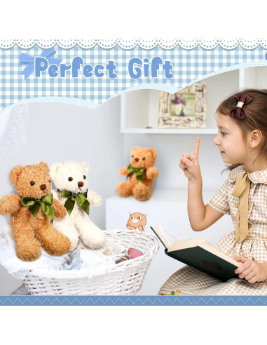 Paquete de 18 Osos de Peluche HyDren 25.4 cm Beige y Blanco