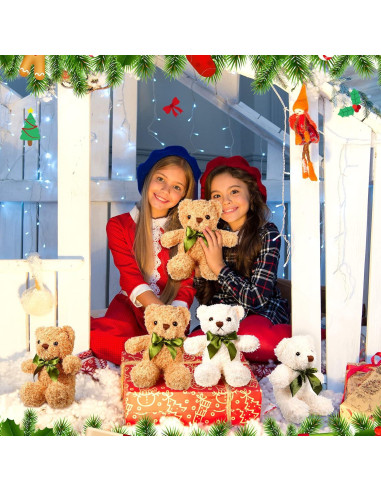 Paquete de 18 Osos de Peluche HyDren 25.4 cm Beige y Blanco