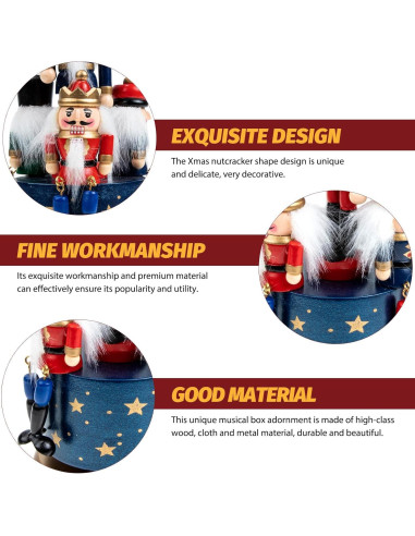 Títere de Cascanueces de Madera DEARMAMY Azul 20.5cm