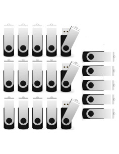 Paquete de 20 USB 2.0 Flash Drives Maspen 4GB Giratorio Negro