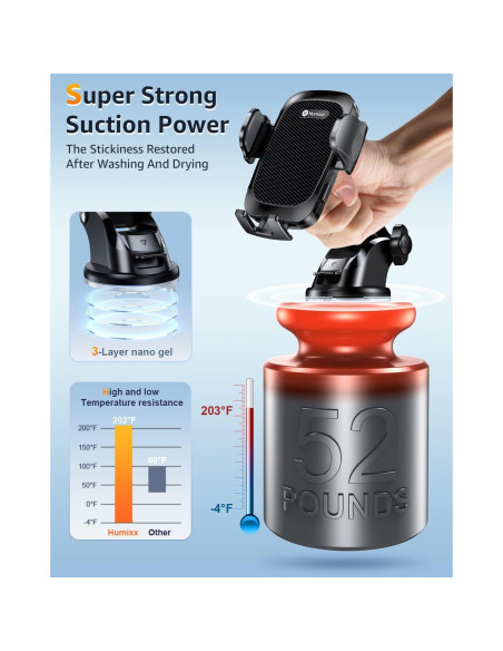 Soporte para Teléfono Humixx para Auto con Succión Militar Soporte para Teléfono Humixx para Auto con Succión Militar