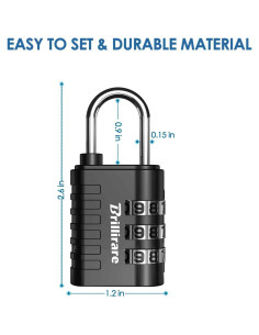 Candado de Combinación Brillirare CH19H 3 Dígitos Impermeable 2