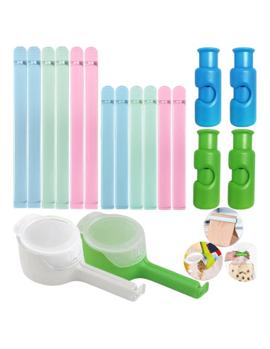 Paquete de Clips para Sellar Bolsas Genérico - 18 Piezas Multicolores