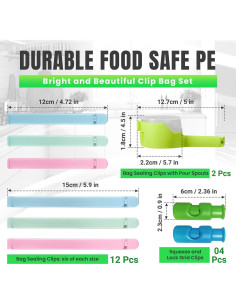 Paquete de Clips para Sellar Bolsas Genérico - 18 Piezas Multicolores 2