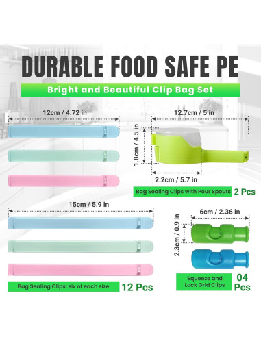 Paquete de Clips para Sellar Bolsas Genérico - 18 Piezas Multicolores