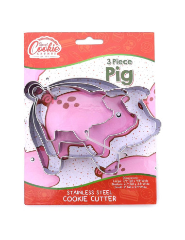 Juego de Cortadores de Galletas Cerdo Sweet Cookie Crumbs - Acero Inoxidable - 3 Piezas