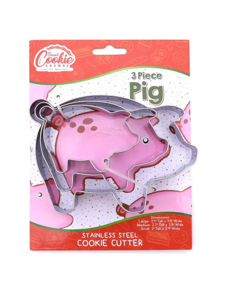 Juego de Cortadores de Galletas Cerdo Sweet Cookie Crumbs - Acero Inoxidable - 3 Piezas