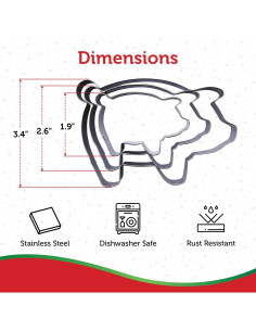 Juego de Cortadores de Galletas Cerdo Sweet Cookie Crumbs - Acero Inoxidable - 3 Piezas 2