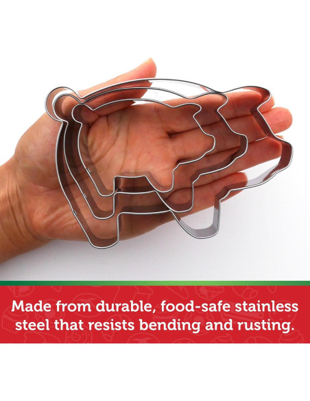 Juego de Cortadores de Galletas Cerdo Sweet Cookie Crumbs - Acero Inoxidable - 3 Piezas