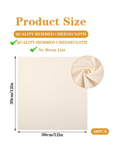 48 Paños de Queso Reutilizables Wanmu 30x30 cm Algodón 2
