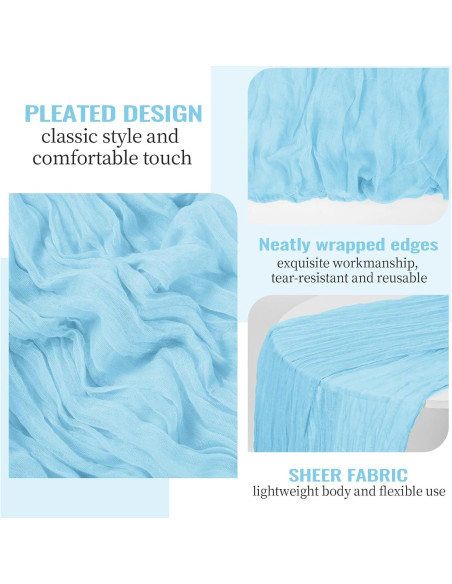 5 Cubre Mesa de Gasa Azul Bebé 120x35 cm LOKUME Decoración