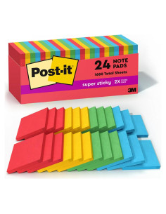 Notas Post-it Súper Adhesivas 24 Blocs 7.6x7.6cm Colores Primarios