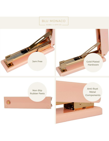 Grapadora de Escritorio Rosa Blu Monaco - Mecanismo de Metal Duradero