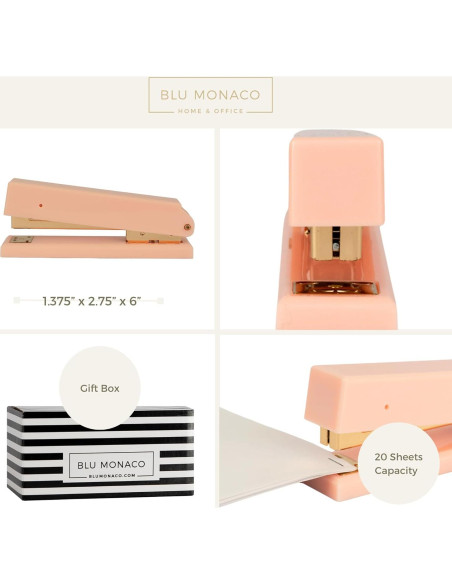 Grapadora de Escritorio Rosa Blu Monaco - Mecanismo de Metal Duradero