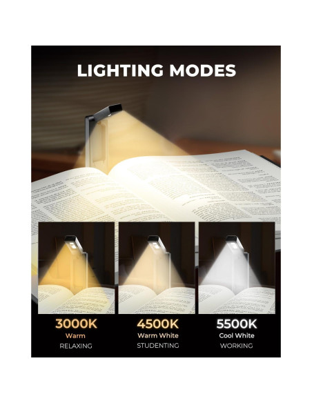 Luz de Lectura Plegable Lucarni 3 Colores 700mAh Negra